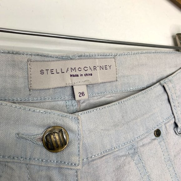 RARE STELLA MCCARTNEY Grey Blue Crop Pant w/ Retro Stitching Pockets Key Ring Sz - Picture 4 of 11